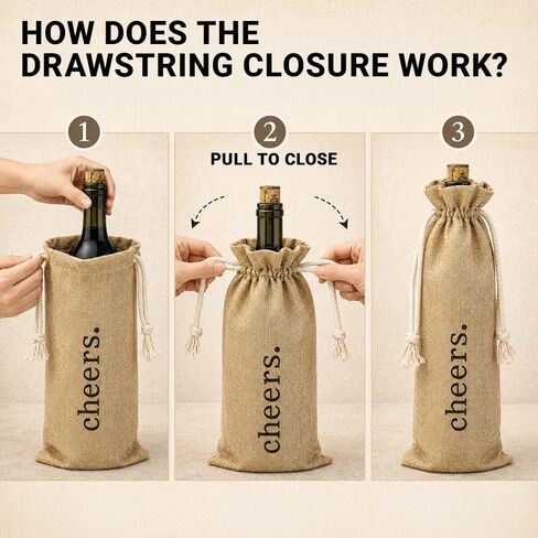 Burlap Wine Bag - 12 Jute Wine Bottle Gift Bags with Drawstring and "Cheers" Print - Gifting Supplies for Wedding, Party Favors, Christmas, Holiday and Wine Tasting Party (Brown, Cheers) in Kuwait