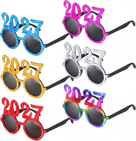 Kanayu 6 Pairs 2024 Glasses 2024 New Years Glasses New Years Number Party Eyeglasses Family Reunion Photo Booth Props for New Year Holiday Celebration Party Supplies Favors in Kuwait