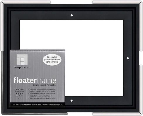 Ampersand Floaterframe Readymade Frame for Flat and 1 1/2" Deep Wood Panel and Canvas Artwork, Paintings, Prints, and More, 8"x10", Black Thin in Kuwait