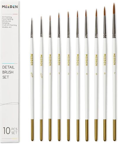 MEEDEN Miniature Detail Paint Brushes - 2/0 3/0 0 Small Fine Tip Paintbrush Set for Acrylic Watercolor Painting - Modle Paint Brush for Craft Nail in Kuwait