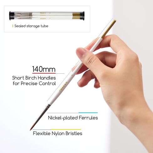 MEEDEN Miniature Detail Paint Brushes - 2/0 3/0 0 Small Fine Tip Paintbrush Set for Acrylic Watercolor Painting - Modle Paint Brush for Craft Nail in Kuwait