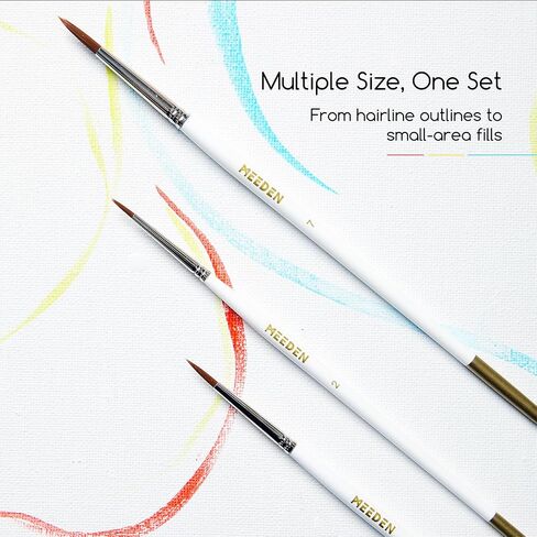 MEEDEN Miniature Detail Paint Brushes - 2/0 3/0 0 Small Fine Tip Paintbrush Set for Acrylic Watercolor Painting - Modle Paint Brush for Craft Nail in Kuwait
