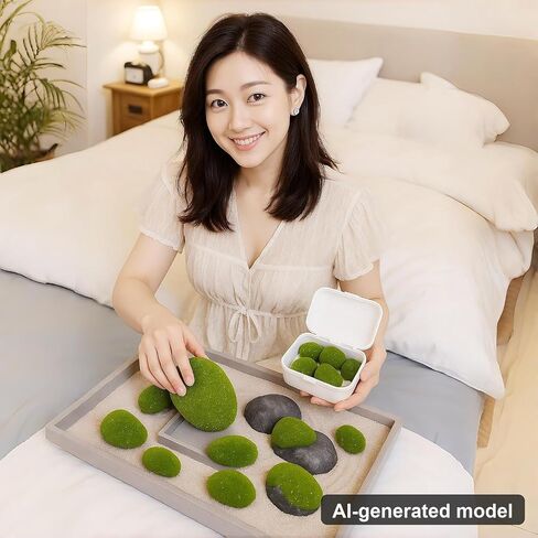 LJY 12 Pieces Assorted Sized Artificial Moss Rocks Decorative Faux Stones for Floral Arrangements, Fairy Gardens, Terrariums and Crafting in Kuwait