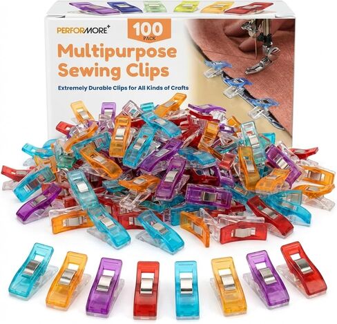 Performore Magik Clips, 100-Pack Multicolored Sewing Clips for Quilting & Crafts Ideal for Precise Sewing, Fabric Holding, and Creative Craft Projects in Kuwait