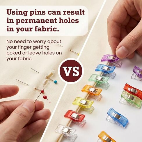 Performore Magik Clips, 100-Pack Multicolored Sewing Clips for Quilting & Crafts Ideal for Precise Sewing, Fabric Holding, and Creative Craft Projects in Kuwait