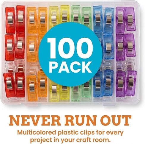 Performore Magik Clips, 100-Pack Multicolored Sewing Clips for Quilting & Crafts Ideal for Precise Sewing, Fabric Holding, and Creative Craft Projects in Kuwait