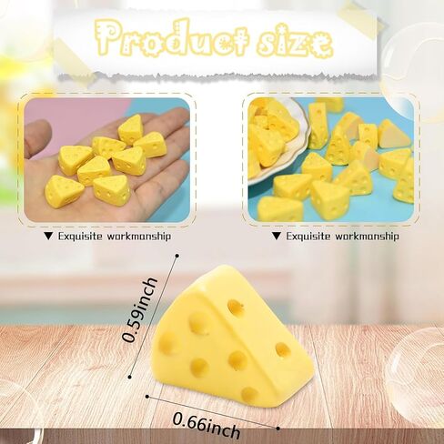50 Pcs Miniature Kitchen Food Cheese Simulation Triangle Cheesecake Food Figurines for Mini House Kitchen Decoration in Kuwait