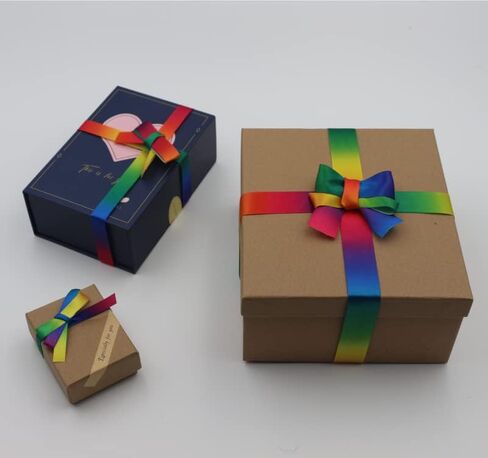 Single Face Shiny Rainbow Satin Ribbon Roll, 3/8 inch x Continuous 25 Yards, Ribbon for Gift Wrapping, Wedding Décor & DIY Bow Making (3/8inch X 25 Yards) in Kuwait