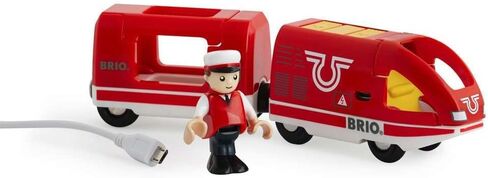 BRIO World 33746 - Travel Rechargeable Train - 4 Piece Wooden Toy Train Set for Kids Age 3 and Up in Kuwait