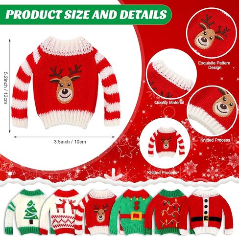 Hercicy 20 Pcs Christmas Elf Doll Clothes Christmas Elf Accessories Outfit Dress Sweater Skirts Knitted Clothing with Santa Xmas Tree Elk Snowman Print for Doll Holiday Xmas Gift, Doll Not Included in Kuwait