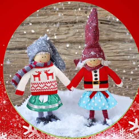 Hercicy 20 Pcs Christmas Elf Doll Clothes Christmas Elf Accessories Outfit Dress Sweater Skirts Knitted Clothing with Santa Xmas Tree Elk Snowman Print for Doll Holiday Xmas Gift, Doll Not Included in Kuwait