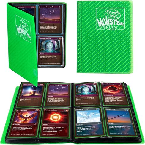 Monster Binder - 4 Pocket Trading Card Album - Holofoil Green (Anti-Theft Pockets Hold 160+ Cards) in Kuwait