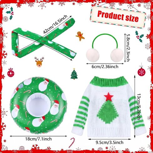 Ramede 8 Pcs Christmas Elf Clothing Accessory Set Christmas Elf Doll Clothes Include Earmuffs Cozy Scarf Inflatable Snow Tube Small Sweater for Elf Accessories Elf Doll Outfit Costume in Kuwait