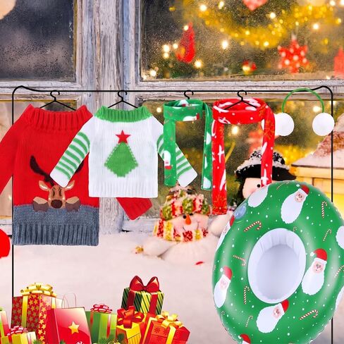 Ramede 8 Pcs Christmas Elf Clothing Accessory Set Christmas Elf Doll Clothes Include Earmuffs Cozy Scarf Inflatable Snow Tube Small Sweater for Elf Accessories Elf Doll Outfit Costume in Kuwait