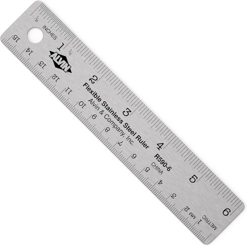 ALVIN Stainless Steel Ruler 18" Model R590-18 Drawing and Design Tool for Students and Professionals, Great for Drafting, Architecture, Engineering, and Art - Stainless Steel Ruler - 18 Inches in Kuwait