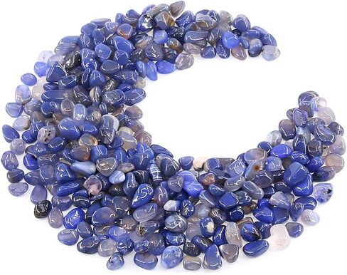 Hilitchi Blue Agate Stone Tumbled Stones for Plants Cacti & Succulents Bedding, Vase Filler, Landscape Bottom Decoration (About 1lb(455g)/Bag) in Kuwait