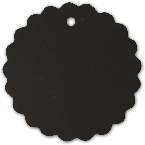 LWR CRAFTS 100 Hang Tags Scalloped Round with Jute Twines 100ft (2", White) in Kuwait