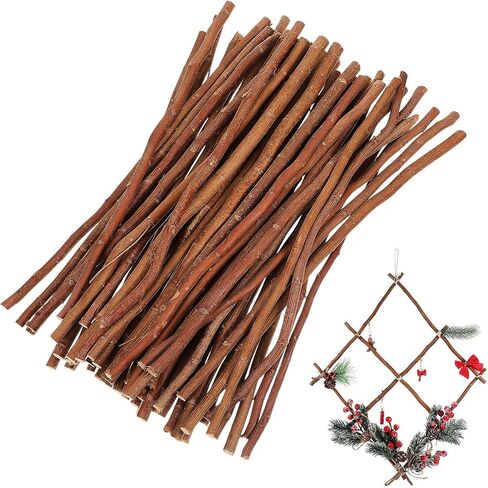 Veemoon Plants Decor 50pcs Wood Log Sticks DIY Craft Sticks Photo Stick Natural Twig Diftwood Stick Tree Branches Decor Farmhouse Centerpiece for Craft Art Photo Prop 30CM Wood Sticks Driftwood in Kuwait