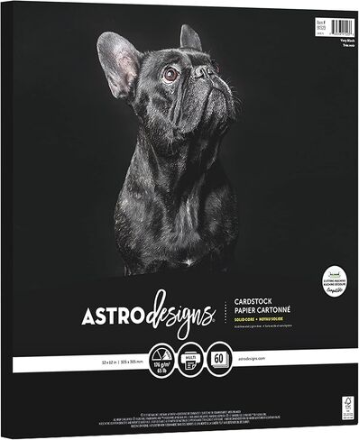 Astrodesigns Crafting Cardstock, 12" x 12", 65 lb/176 gsm, Very Black, 60 Sheets (91523) in Kuwait