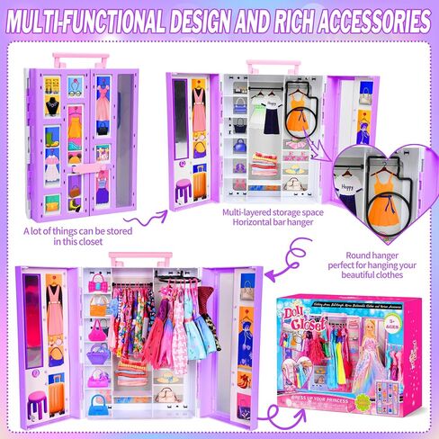 20 Pack Doll Clothes and Accessories Including 1 Wedding Dress 1 Evening Dress 1 Top and Pant 1 Swimsuits 1 Fashion Dress 5 Slip Dress 10 Pair Shoes for 11.5 Inch Doll in Kuwait