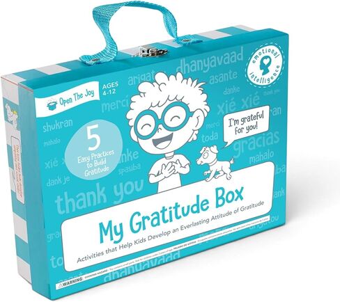 Open The Joy Gratitude Box for Kids - Wooden Building, Clay Bowl, Origami Projects, Journal Notepad, and Gratitude Cards - Ages 4+ in Kuwait