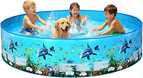 60 Inch Portable Kiddie Pool for Kids - Hard Plastic Snapset Pool for Large Dogs - Ideal Foldable Pet Pool for Wading or Swimming Summer Fun Bath Toy - Backyard Water Playtime Extravaganza! in Kuwait