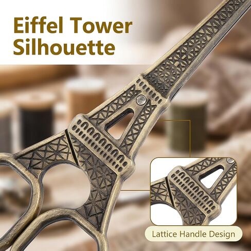 DIY Fashionable Eiffel Tower Shape Sewing Shears Stainless Steel Scissors for Embroidery Sewing Craft Art Work(Bronze) in Kuwait