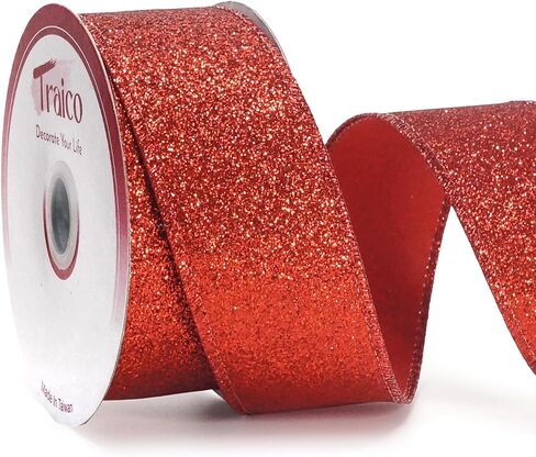 Gold Glitter Wired Ribbon - 1.5 Inch x 10 Yards (30 Ft) x 1 Roll for Christmas Home Decor Gift Wrapping Bow Making Wreath DIY Crafts Wedding in Kuwait