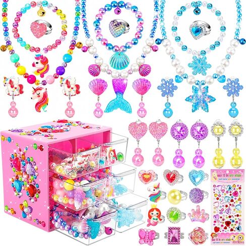 Charm Bracelet Making Kit,Toys for Girls Art Supplies Beads for Bracelets,Girls Toys Age 6-8 Years Old Friendship Bracelet Kit with Rings,Kids Toys for 6 7 8 9 Year Old Girls in Kuwait