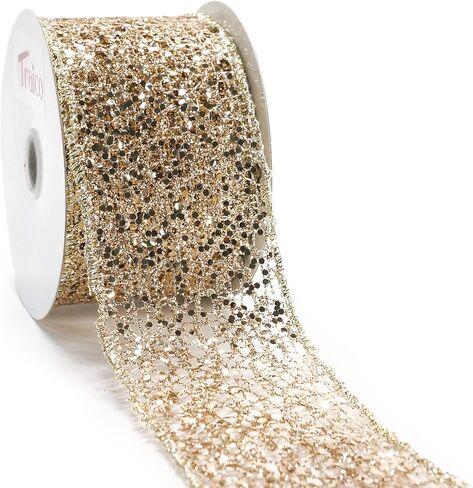 Sparkling Silver Glitter Mesh Wired Ribbon - 2.5 Inch x 10 Yards (30 Ft) x 1 Roll for Christmas Home Decor, Gift Wrapping, Bow Making, Wreath, DIY Crafts, Wedding in Kuwait