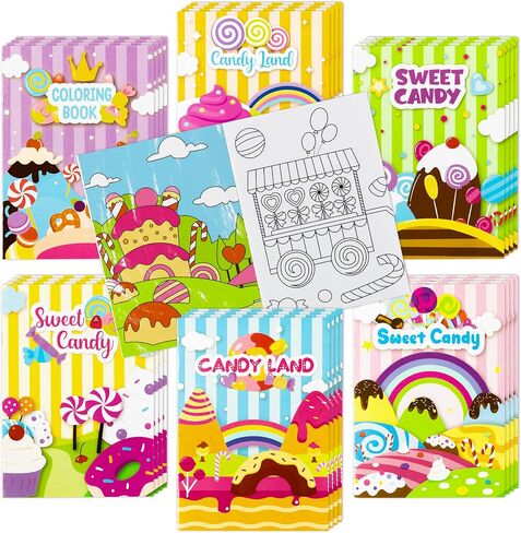 ANGOLIO 24Pcs Candyland Kids Coloring Books Bulk Coloring Activity Books, Color Your Own Candy Land DIY Carfts for Boys Girls, Educational Toy Holiday Birthday Party Favors Goodie Bag Filler in Kuwait