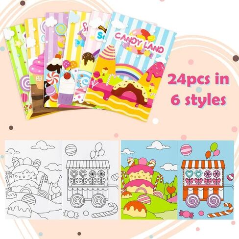 ANGOLIO 24Pcs Candyland Kids Coloring Books Bulk Coloring Activity Books, Color Your Own Candy Land DIY Carfts for Boys Girls, Educational Toy Holiday Birthday Party Favors Goodie Bag Filler in Kuwait
