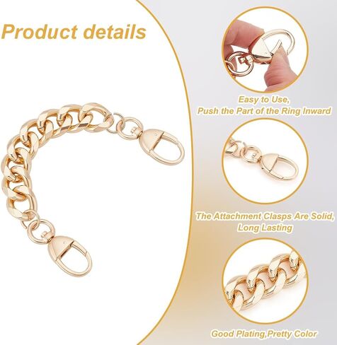 PH PandaHall Purse Extender Chain, 0.7 Inch Wide Flat Bag Chain Aluminum Alloy Bag Handles Short Bag Chain Purse Strap Platinum Metal Bag Strap Purse Clutche Handle for DIY Bag, Lengh 8.6 Inch in Kuwait