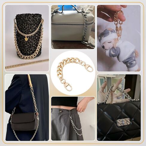 PH PandaHall Purse Extender Chain, 0.7 Inch Wide Flat Bag Chain Aluminum Alloy Bag Handles Short Bag Chain Purse Strap Platinum Metal Bag Strap Purse Clutche Handle for DIY Bag, Lengh 8.6 Inch in Kuwait