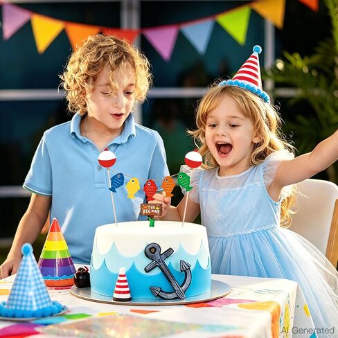 The Big One Cake Topper Bobber Gone Fishing Theme Little Fisherman Baby First Birthday Reel Fun Ideas O fish ally One Photo Props Decorations in Kuwait