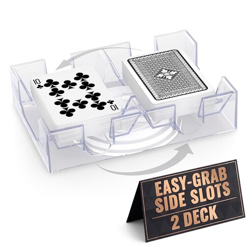 Card Holders for Playing Cards - 360° Dual Deck Revolving Card Holder Stand Phase 10 Card Game Holder Uno Card Game Plastic Tray - Clear Card Holder for Poker Tables Playing Card Holders for Adults in Kuwait