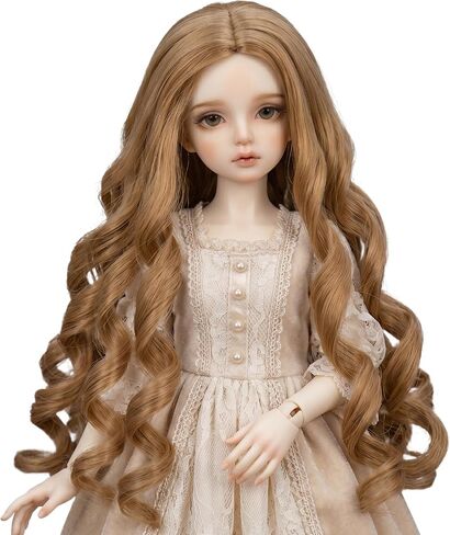 شعر مستعار لدمية Miss u 8-9 بوصة 1/3 BJD MSD DOD Pullip Dollfie شعر مستعار طويل مجعد بني فاتح لطيف (KB09-26#) in Kuwait