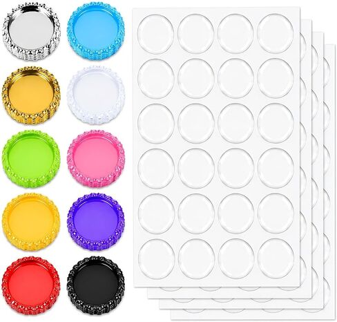 Bottle Crown Caps 50 Pcs Flattened Bottle Caps Mixed Colors with 50 Pcs Clear Epoxy Dot Stickers for Crafting Bows Pendant and Medals in Kuwait