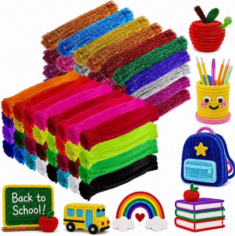 Poen 1500 Pcs Pipe Cleaners Bulk 30 Colors Christmas Pipe Cleaners Craft Supplies Glitter Chenille Stems for DIY Project Arts and Crafts Xmas Decoration Pipe Making Supplies in Kuwait