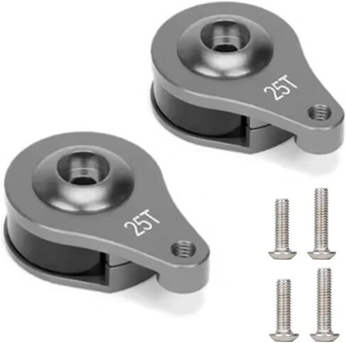 2 Sets Aluminum 25T Servo Saver 1 Hole Adjustable Hi-Torque Servo Horn for 1/10 SCX10 Capra TRX4 TRX6 RC Car Crawler Boat Parts (Titanium) in Kuwait