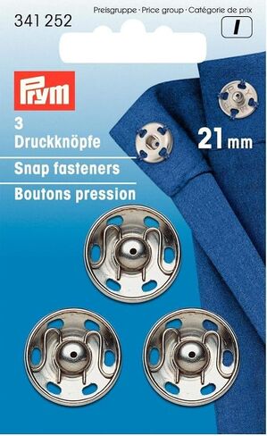Prym Sew-On Snap Fasteners Brass Silver col 21 mm, 0.2 x 0.2 x 0.3 cm in Kuwait