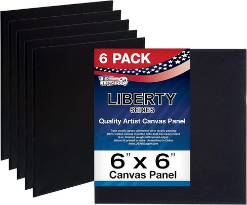 US Art Supply 6 X 6 inch Black Professional Artist Quality Acid Free Canvas Panels 6-Pack (1 Full Case of 6 Single Canvas Panels) in Kuwait