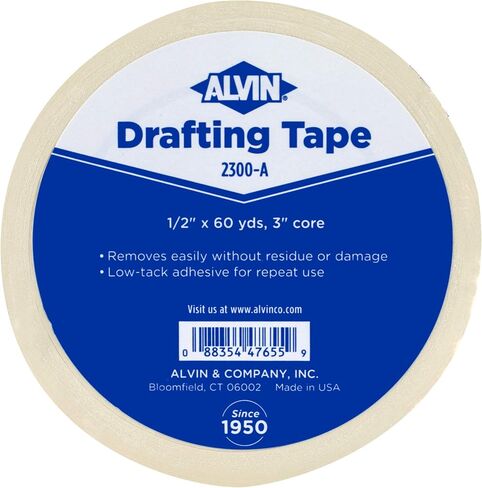 ALVIN Drafting Tape 3/4 Inches x 60 Yards Drafting Tape Model 2300-B Gentle Masking Tape for Painting, Drafting, Architecture, Watercolors, and Home Projects - 60 Yards in Kuwait