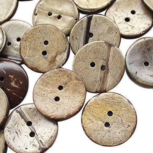 Chenkou Craft 100pcs 1"(25mm) Brown Natural Coconut Coco Button 2 Holes Craft Clothe Sewing (1"(25mm)) in Kuwait