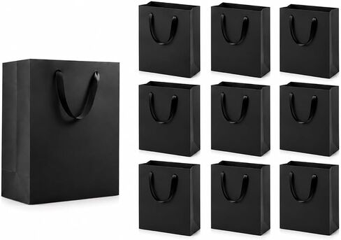 OfficeCastle 4 Pack Black Gift Bags with Tissue Paper, Medium to Large Gift Bags for Men, 8x4x11in/20x10x28 cm, Black Paper Bags with Handles in Kuwait