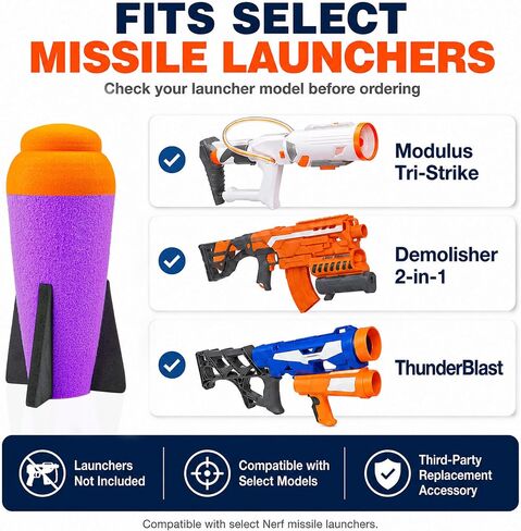 عبوة صواريخ Aevdor Mega لسلسلة Nerf N-Strike Elite، رصاصات صواريخ رغوية متوافقة مع مسدس Nerf Blaster in Kuwait