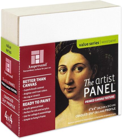 Ampersand Art Supply Wood Gesso Art Painting Panel: Canvas Texture, 3/4 Inch Cradle, 8" x 8" in Kuwait