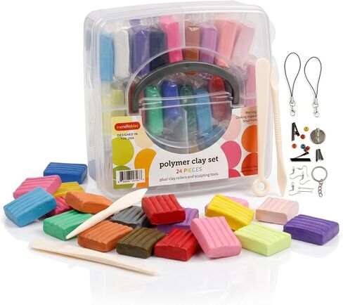 Incraftables Polymer Clay Kit (24 Colors Soft Blocks). Modeling Oven Bake Clay kit for Adults, Kids & Artists with Sculpting Tools. Non Toxic Molding Polymer Clay Starter Baking Set for Jewelry Making in Kuwait