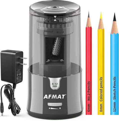 AFMAT Electric Pencil Sharpener, Auto Stop, Super Sharp & Fast, Electric Pencil Sharpener Plug in for 6-12mm No.2/Colored Pencils/Office/Home-Green in Kuwait