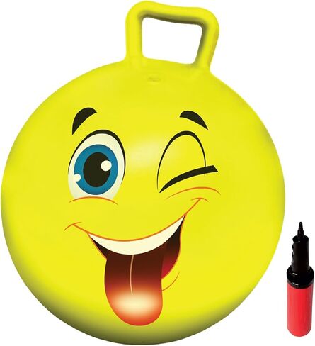 New Bounce Bouncy Ball for Kids - Bouncing Ball with Handle - Outdoor Toys for Ages 5,6,7,8,9 - Yellow Hopper Ball w/Pump in Kuwait